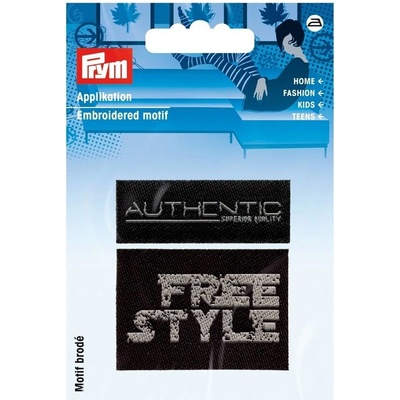 PRYM Nášivka štítek Authentic/Free Style, nažehlovací, černá