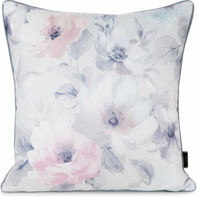 Takoy Zamatová VELVET 153 s potlačou pastelových kvetov a ozdobnou kontrastnou lemovkou-HF-468038 45 x 45 cm