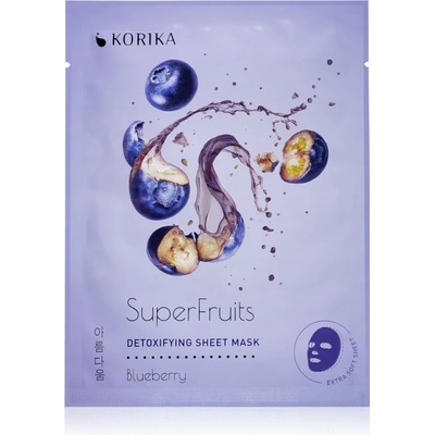 KORIKA SuperFruits Blueberry - Detoxifying Sheet Mask Хидратираща платнена маска Blueberry 25 гр