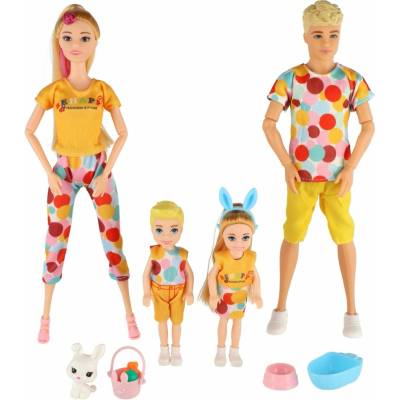Teddies Panenka s panáčkem 30 cm s dětmi 2 ks rodina plast
