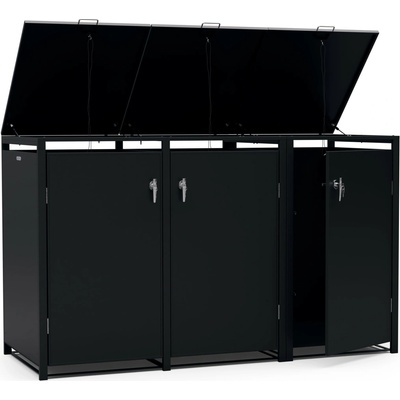 Blumfeldt BinSafe box na odpadky 3 odpadkové koše 240 l pozinkovaná oceľ KG29-3door-black