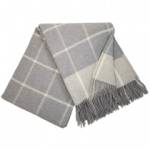 Interblanket Кашмирено Одеяло - Кариран Десен - Сиво И Бяло С Ресни - 140x200 См