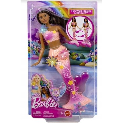 Mattel Barbie Kouzelná květinová mořská víla tmavovláska JDM73