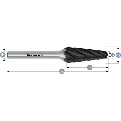 Karnasch 115085065 | L (KEL) -Kužeľová zaoblená fréza HP-7 16,0x33x8-78/14°mm, povlakované