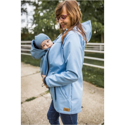 Shara softshellová nosicí parka zimní přední nošení rybí kost bledě modrá – Zboží Dáma