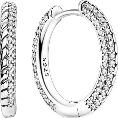 GRACE Silver Jewellery Kruhové náušnice se zirkony Magda - stříbro 925/1000 E-KTE224/425 Stříbrná