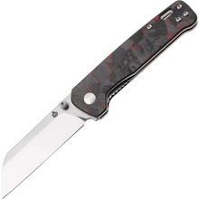 ! QSP Penguin V2 D2, 2 tone finish stonewash - satin,,Handle: Red shredded CF overlay QS130V2-F1
