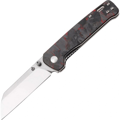 ! QSP Penguin V2 D2, 2 tone finish stonewash - satin,,Handle: Red shredded CF overlay QS130V2-F1