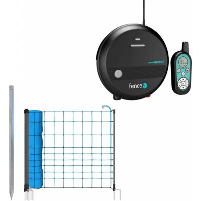 Fencee Sada pro elektrický ohradník s modrou sítí 120 cm proti vlkům + DUO RF zdroj s ovladačem 5 J