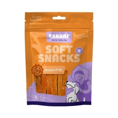 Braaaf Braаaf - Меки лакомства за кучета, вкусни филе от пилешко месо, 85 гр