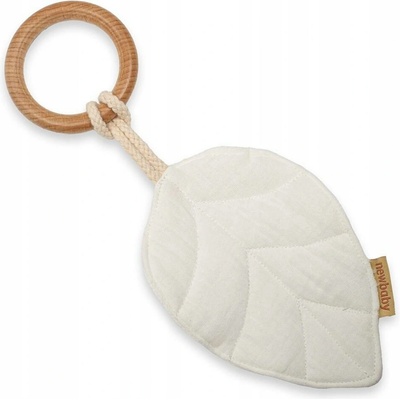 New Baby Leaf bílé Kousátko pro děti z bukového dřeva