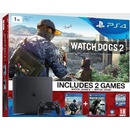 Конзоли за игри Sony PlayStation 4 Slim Jet Black 1TB (PS4 Slim 1TB) + Watch Dogs 2 + Watch Dogs