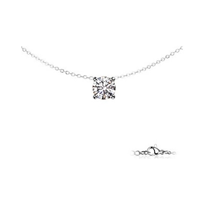 Šperky4U Ocelový náhrdelník se zirkonem OPD0343-ST