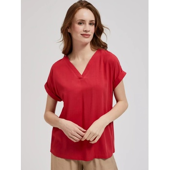 Moodo Червена блуза с V-образно деколте и къси ръкави Moodo Moodo | Cherven | ЖЕНИ | XL