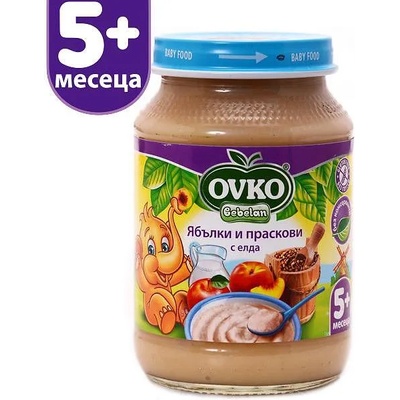 OVKO Bebelan - Пюре млечна каша ябълки и праскови с елда 5 месец 190 гр (5817)