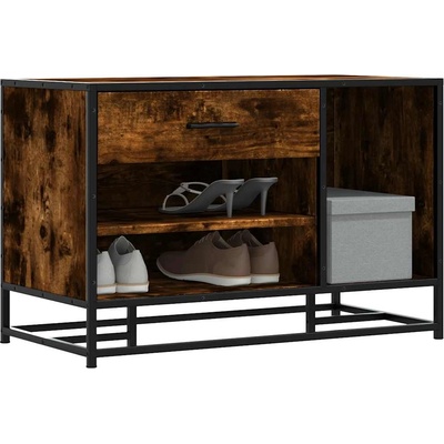 vidaXL Пейка за обувки опушен дъб Инженерна дървесина и метал (849226)