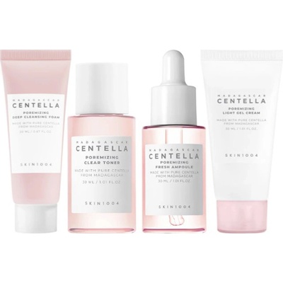 Skin1004 Madagascar Centella Poremizing Travel Kit čistiaca pena 20 ml + tonikum 30 ml + sérum 30 ml + gél krém 30 ml
