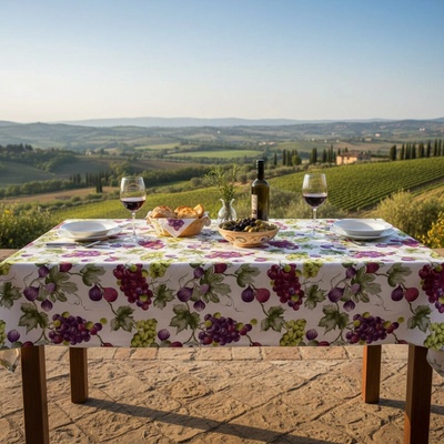 Mondo Italia Bavlněný ubrus Hrozny a fíky 140x180 cm