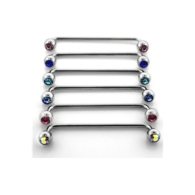 Piercingate Industrial piercing s kamínky PIN00049 čirá