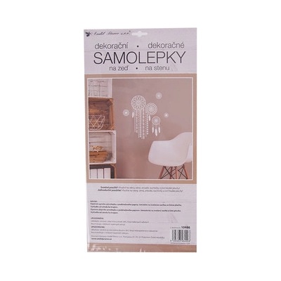 Anděl Samolepiaca dekorácia 10486 biely lapač snov s glitrami 24 x 47 cm
