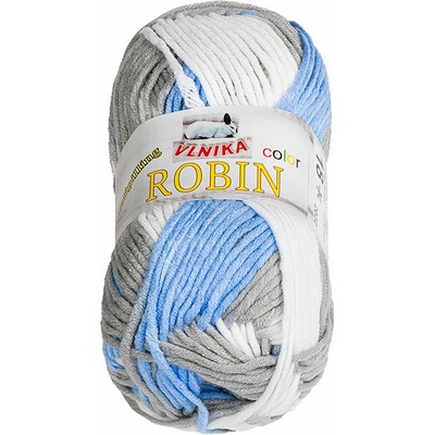 BELLATEX Robin color 100 g - 18 biela, sivá, modrá