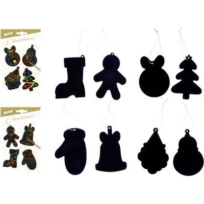 MFP 8886449 Závěs vánoční škrabací obrázek set 4ks 1001 11x19cm