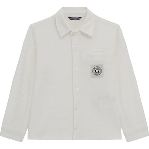 GUESS Бяла памучна риза за мини момче с дълъг ръкав и лого Guess