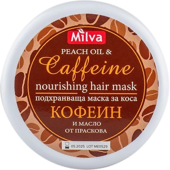 Milva Подхранваща маска за коса с кофеин и масло от праскова, 250 ml