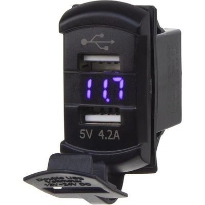 2x USB zásuvka s voltmetrem "Rocker"