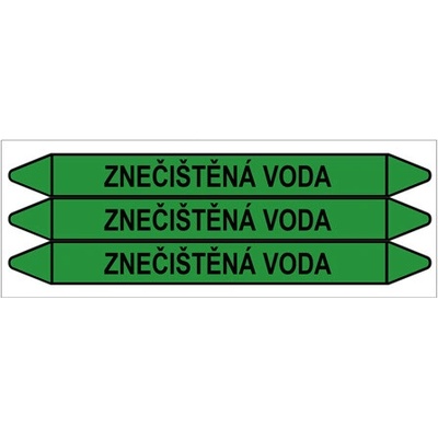 Značení potrubí, znečištěná voda,3 ks, 355 × 37 mm PZ 009295