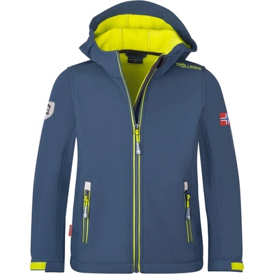 TROLLKIDS Детско софтшел яке Trollkids Kid's Trollfjord Jacket Softshell jacket - Mystic Blue / Glow Green - размер 98 (EU) (703-2088-2211)