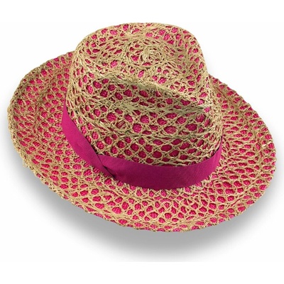 Krumlovanka Letní luxusní dámský fedora klobouk Handcrafted Co-14012 růžový