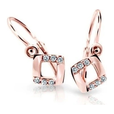 Cutie Diamonds Čtvercové dětské náušnice z růžového zlata s diamanty C2268-10-10-X-4-D