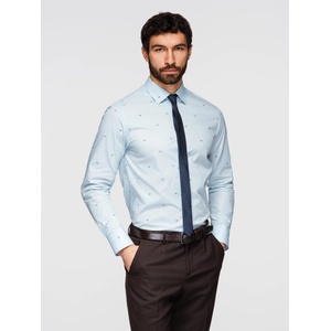 Ombre Clothing Мъжка класическа памучна риза SLIM FIT с микромотив - бяла V1 K696 Ombre Clothing Ombre Clothing | Byal | МЪЖЕ | S