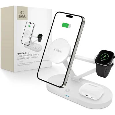 Tech-Protect QI15W-A41 3в1 магнитен безжичен заряден MagSafe бял (5906302380145)