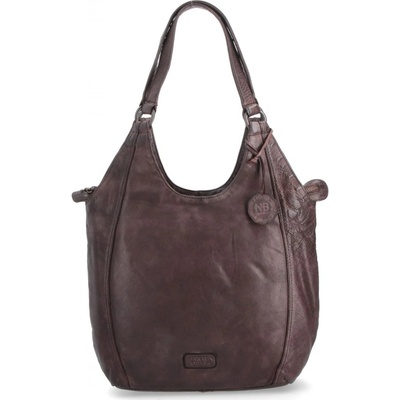 Noelia Bolger Elegantná kožená Shopper kabelka vo vintage štýle- bordová 2044