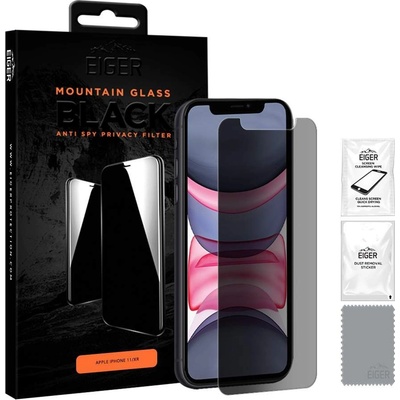 Eiger Mountain Glass Black Anti-Spy Privacy Filter Tempered Glass - калено стъклено защитно покритие с определен ъгъл на виждане за дисплея на iPhone 11, iPhone XR