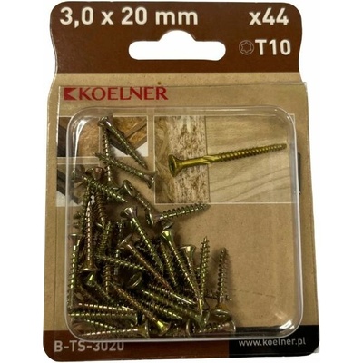 KOELNER Skrutka kalená konštr. do dreva, zapust.hlava,3x20 mm, balenie