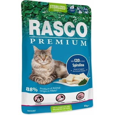 Rasco Premium Sterilized treska so spirulínou 85 g