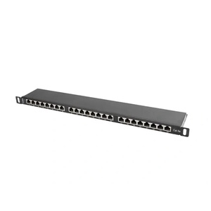Lanberg Пач панел, Lanberg patch panel 24 port 0.5U CAT. 5E shielded, black (PPS5-0024-B)