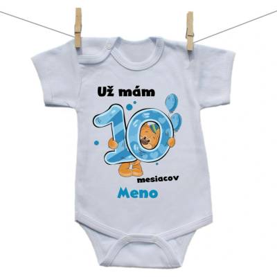 Boodyy Body s krátkym rukávom Už mám 10 mesiacov s Medvedíkom a menom dieťatka Chlapec