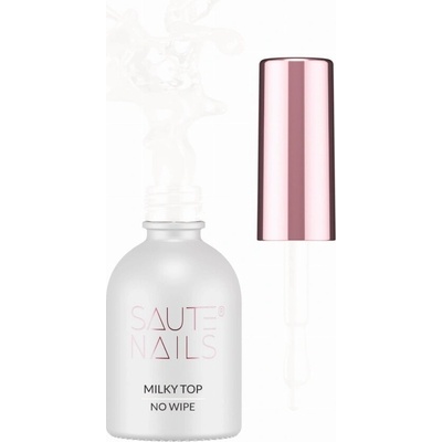 Saute Nails hybridní vrchní lak na nehty Milky Top No Wipe mléčný 8 ml