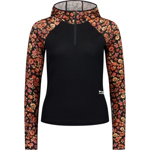 Mons Royale Дамско мериносово термобельо Mons Royale Women's Bella Merino Long Sleeve Hood Merino base layer - Ditzy Camo / Black (115-2718-0312)