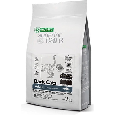 Nature's Protection NATURES PROTECTION Superior Care Dark Cats без зърнени култури с херинга за възрастни котки от всички породи 1, 5 кг