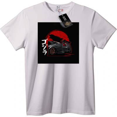NOONEBRAND Тениска Car Mania с японски текст - XXS, White