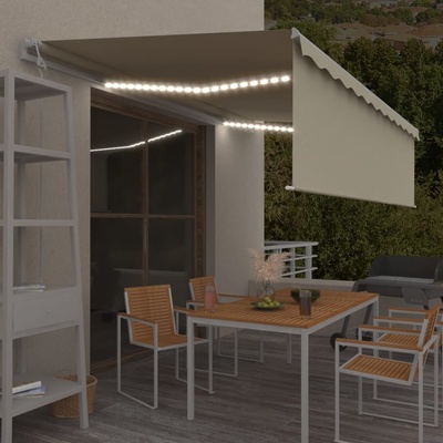 VidaXL Automatická markýza roleta a LED a senzor větru 5 x 3 m krémová