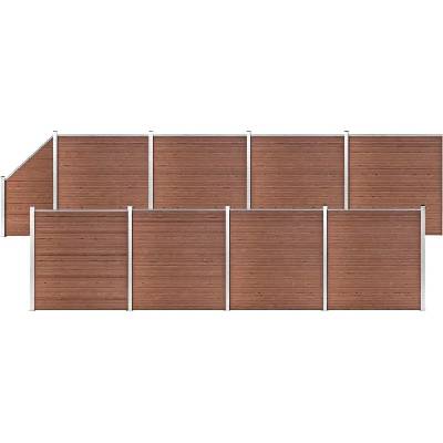 vidaXL Plotová sada WPC 8 čtvercových + 1 šikmý díl 1484x186 cm hnědá