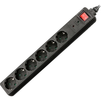 Xmart Разклонител с ключ Xmart GNBKS06, Защита от пренапрежение, 6 гнезда, 1.5 м, Черен (7266)