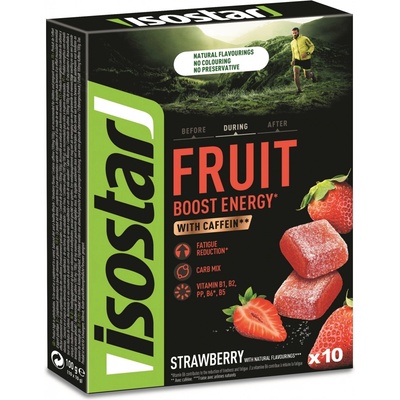 Isostar Fruit Boost energy with caffein Strawberry želé bonbóny jahoda 100 g
