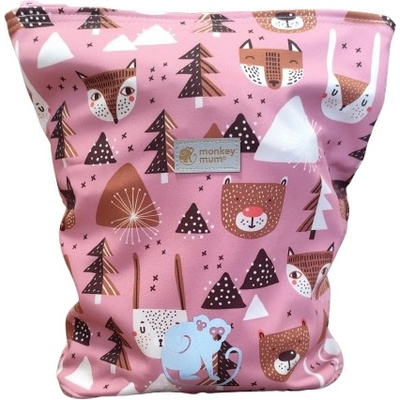 Monkey Mum softshellový Lesní zvířátka Růžový